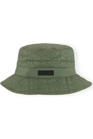 Ganni Logo-patch quilted bucket hat