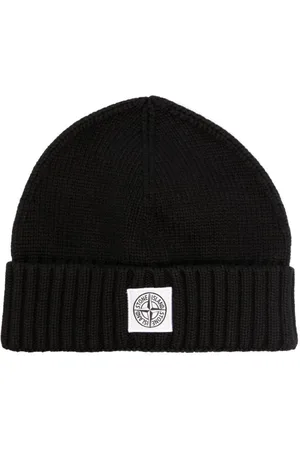 Stone Island Logo-patch cotton beanie