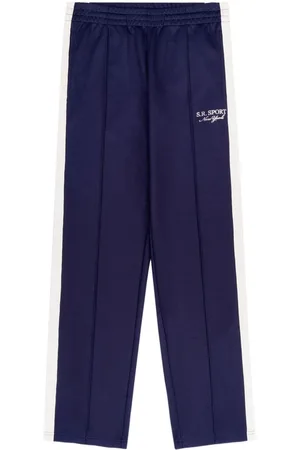 Sporty & Rich Logo-embroidered stripe-detailing track pants