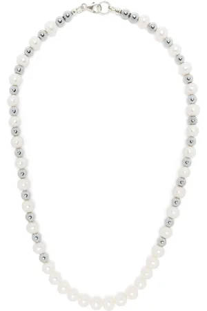 Miabella Men's 5-7.5mm Black & White Pearl Necklace, Sterling Silver Clasp  - Beaded, Stackable - Walmart.com