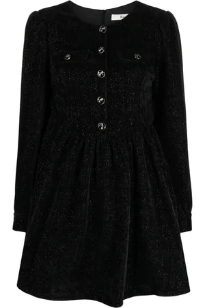 B+AB Metallic-threading long-sleeve dress