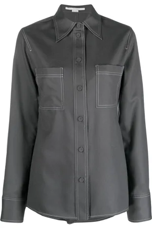 Stella McCartney Pointed-collar flannel shirt