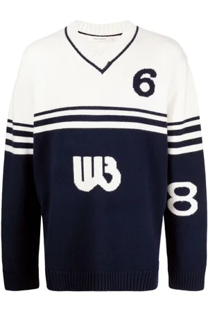 WALES BONNER Two-tone intarsia-knit jumper