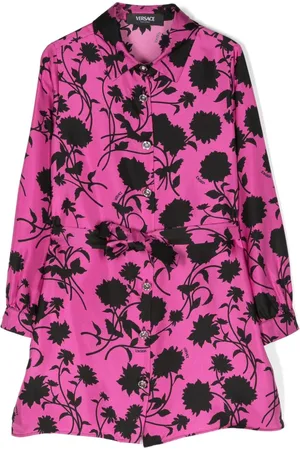 VERSACE Floral-print silk midi dress