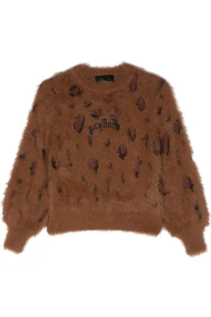 John Richmond Leopard-print logo-embroidered jumper