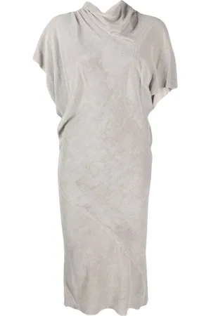Rick Owens Asymmetric draped velvet midi dress