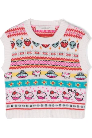 PHILOSOPHY DI LORENZO SERAFINI Intarsia-knit sleeveless top