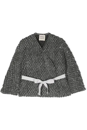 DOUUOD KIDS Brushed-effect belted cardigan