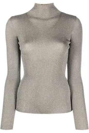 Twin-Set Metallic-threading ribbed jumper