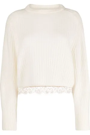 Fabiana Filippi Lace-trim ribbed jumper