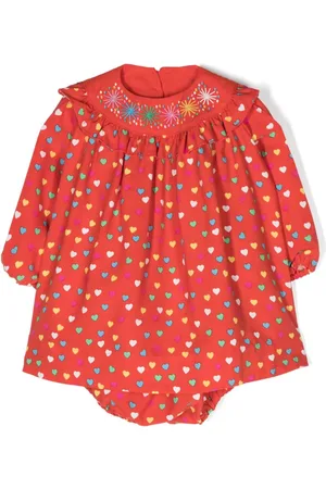 Stella McCartney Heart-print ruffle-trim dress