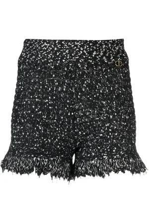 Twin-Set Frayed-hem tweed shorts