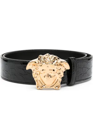 VERSACE La Medusa crocodile-embossed leather belt