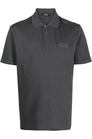 VERSACE Logo-patch cotton polo shirt