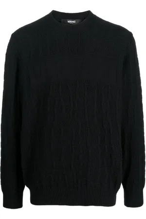 VERSACE Crocodile-pattern cable-knit jumper
