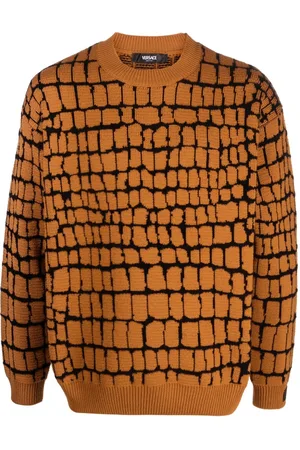 VERSACE Crocodile-pattern cable-knit jumper