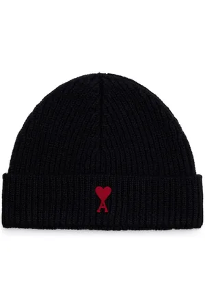 Ami Logo-embroidered ribbed-knit beanie