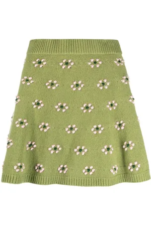 Kenzo Floral-motif wool skirt
