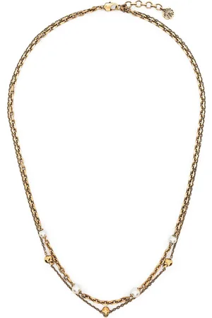 Alexander McQueen Skull and pearl charm layered necklace