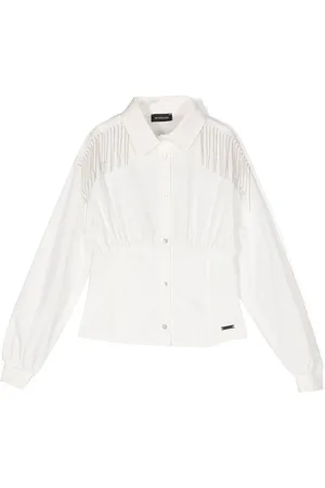 MONNALISA Fringe-detail elasticated-waist shirt