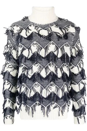 Patrizia Pepe Fringe trim chevron-knit jumper