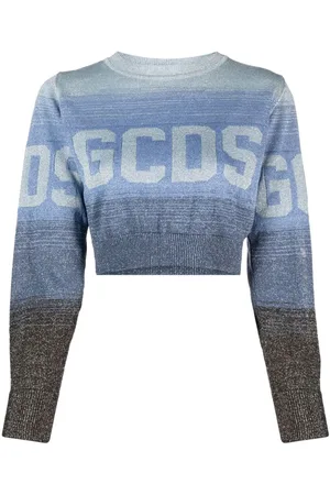 GCDS Intarsia-knit logo cropped jumper