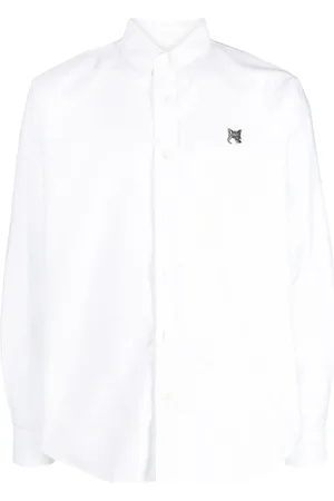 Maison Kitsuné Fox-patch slim-cut shirt