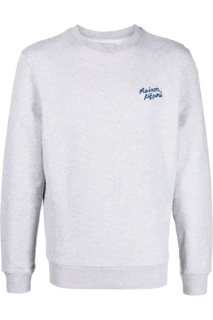 Maison Kitsuné Logo-embroidered m??lange-effect sweatshirt