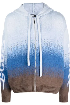 GCDS Patterned-jacquard brushed zip-up hoodie