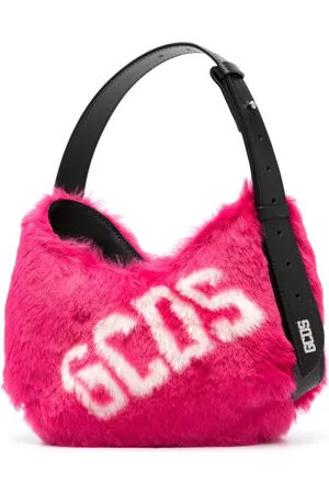 GCDS Small Comma Faux Fur Logo shoulder bag
