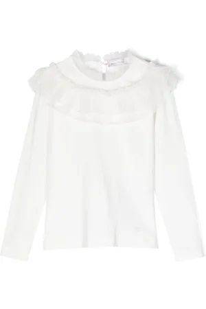 MONNALISA Ruffle-collar stretch-cotton T-shirt