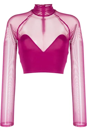 FLEUR DU MAL Mock-neck mesh top