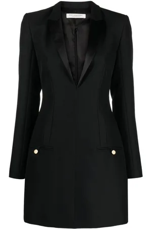Serafini Peak-lapel long-sleeve minidress