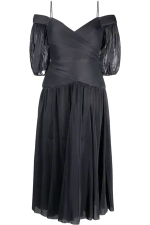 ZIMMERMANN Off-shoulder pleated midi dress