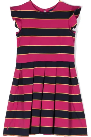 Ralph Lauren Striped pleat-detail dress