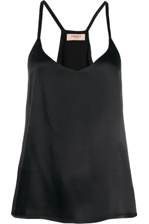 Twin-Set Satin-finish V-neck tank top