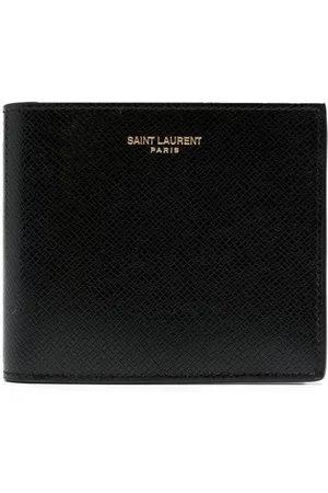 SAINT LAURENT Logo-Print Pebble-Grain Leather Billfold Wallet for Men