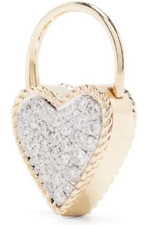 YVONNE LÉON 9kt yellow Creole Cadenas Coeur diamond earring