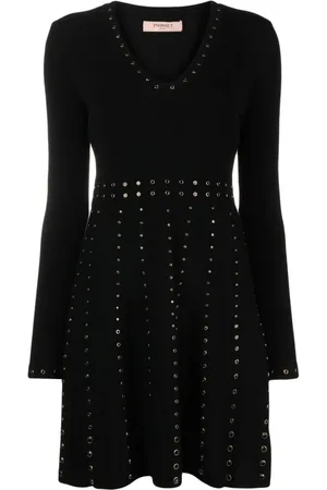 Twin-Set Stud-detail V-neck minidress