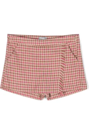 Il gufo Checked fringe-detailing short