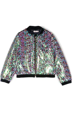 Endless Love Sparkly Sequinned Glitter Metallic Rainbow Zip up