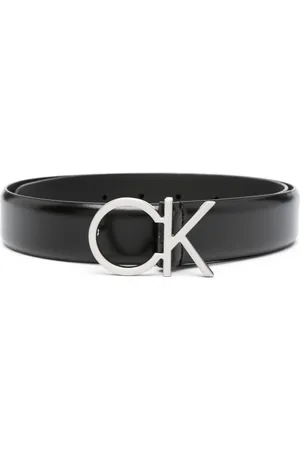 Calvin Klein Monogram Logo Plaque Reversible Belt in White