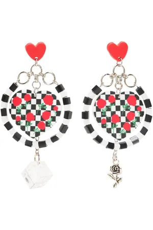 AMIR SLAMA Checkerboard-pattern heart earrings