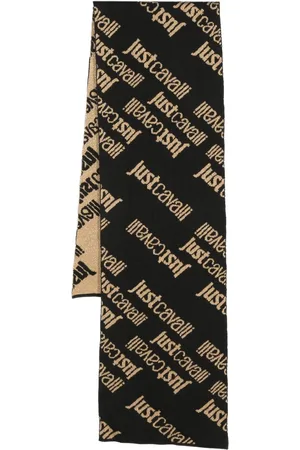 Roberto Cavalli Logo intarsia-knit wool-blend scarf