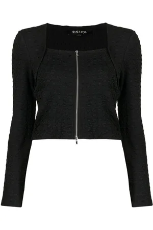 tout a coup Cropped seersucker zip-up top