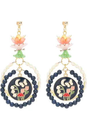 AMIR SLAMA Enamelled-mushroom beaded earrings
