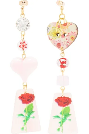 AMIR SLAMA Asymmetric floral-print earrings