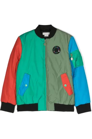 Stella McCartney Colour-block logo-patch bomber jacket