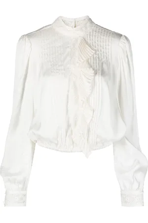 Twin-Set Floral-lace pleated blouse