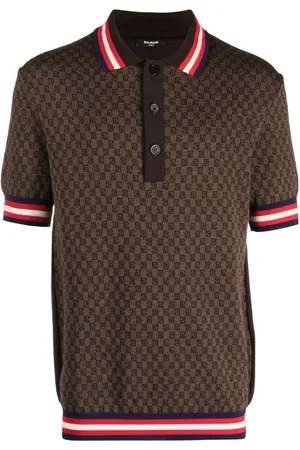 Gucci inspired polo shirts in various colors with brown collar